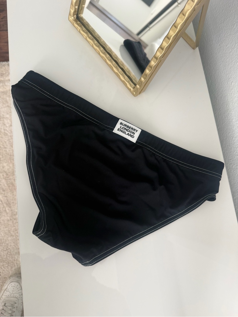 Burberry Men’s Black Swim Briefs Size M New w/ Tags Logo Swimming Trunks